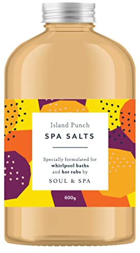 Island Punch Spa Salts for Hot Tub and Jetted Bath - 600gr Scented Aromatherapy Natural Vegan Sea Salt Crystals Detox Relaxing