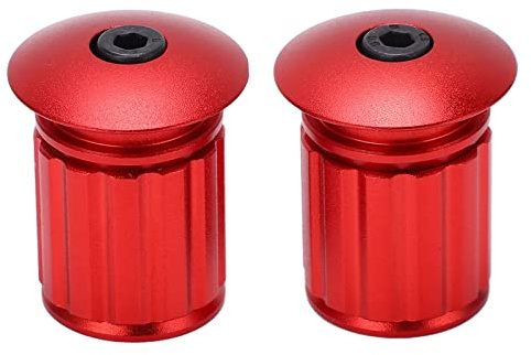 Lwuey Fahrrad Lenkerstopfen Rot, MTB Rennrad Lenkrad Lenker Stopfen Verstellbare Fahrradlenker Lenkerendstopfen Lenkerendkappe Lenkerkappen Endkappen Fahrradgriffe Kappen Aluminiumlegierung