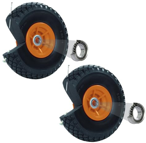 TRUTZHOLM 2X pannensicheres Sackkarrenrad 260x85mm Vollgummi 3.00-4 PU Ersatzrad für Sackkarre Rad Reifen 75mm Nabenlänge (Orange, versetzte 60 mm Nabe)