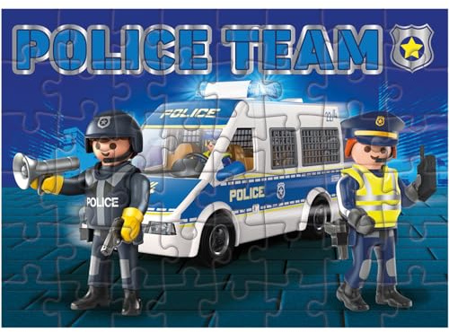 Dohe Educa - Progressives Puzzle für Kinder, 48 Teile, Pappe, Playmobil Police, Puzzle für Kinder von 4 6 Jahren, Lernmaterial