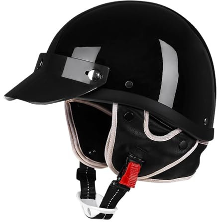 OZXDKJ Vintage Open Face Motorrad Helme, Herren Damen Motorrad Halbhelme, Mit Schutzbrille Motorradhelm, Motorrad Halbe Schale Helm, DOT/ECE-Zulassung Motorrad Offener Helm Für Chopper Scooter Moped