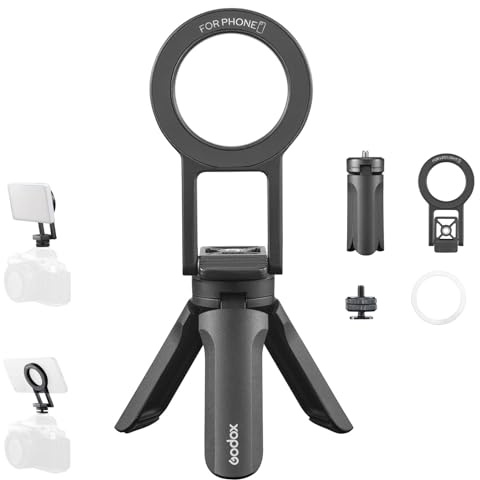 Godox AM01 Magnetic Phone Stand Foldable Dual-Side Mount Tripod Holder with N52 Magnet Portable Multi-Position Design for MA5R Led Light