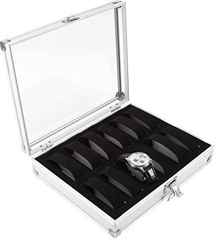 Aluminium Uhrenbox Sliver Color Watch Aufbewahrungsbox Home Watch Organisation Dekoration Fall(12)