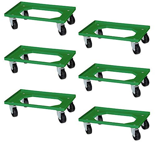 BRB 6 Logistikroller für Behälter 600x400 mm, Schwarze Kunststoffräder, grün