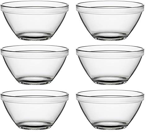 Set of 6 Stackable Clear Glass Dessert Mini Bowl Modern Fruit Set