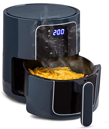 Klarstein Freidora de Aire Caliente de 1400W de Calentamiento Rápido para Cocinas, Freidora Sin Aceite Digital de 3,5 l., Pantalla Táctil, Temporizador, Temperatura Ajustable, Air Fryer 8 Programas