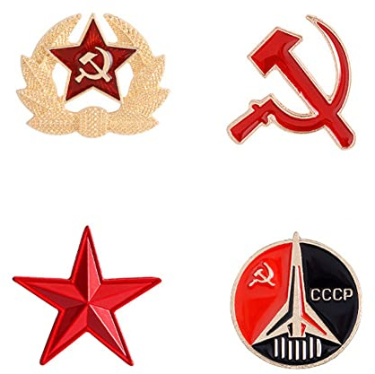 Spilla smaltata a falce dell'Unione Sovietica vintage con stelle rosse Martello CCCP Pentagramma distintivo cappotto borsa distintivo spille da bavero gioielli unisex stella martello falce simbolo