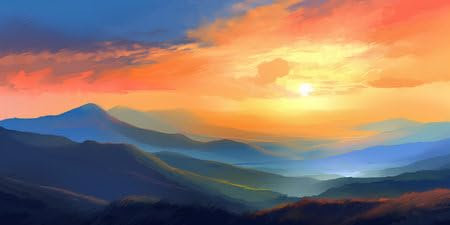 adrium Acryl-Bild 120 x 60 cm: Wunderschöner Sonnenuntergang in den Bergen. Landschaft. Vektorillustration. (202240813)