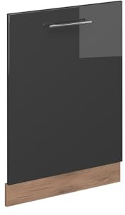 Vicco Façade de Lave-Vaisselle Fame-Line, Anthracite Brillant, 60cm | Façade en MDF · Sans plan de travail · Adapté à la façade de cuisine · Librement combinable · Intégration facile