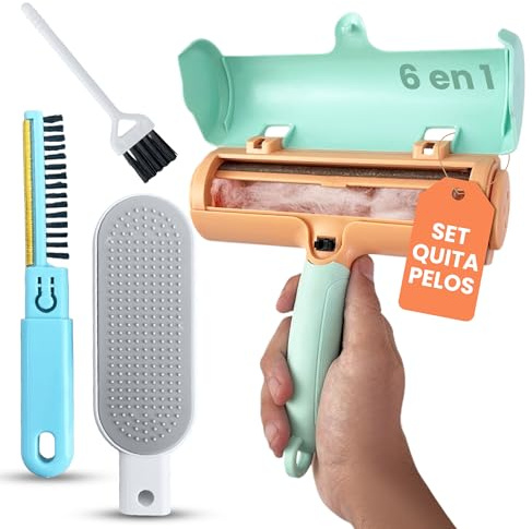 Hoshi Prime Pet Hair Remover Roller 6 in 1 Reusable Hair Remover for Dogs and Cats on Sofas, Clothes and Carpets - Washable, Eco-Friendly and No Refills