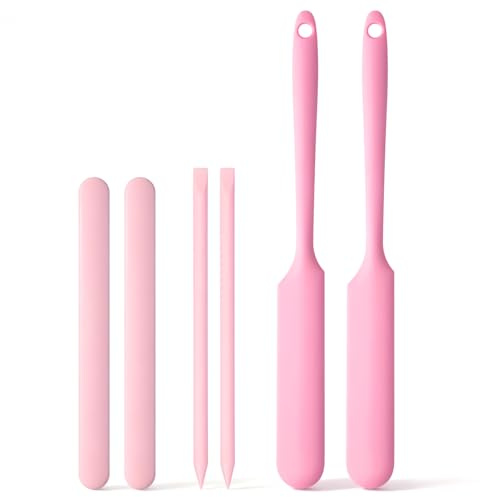 Luxeu Bastoncini in Silicone per Mescolare, 6 Pezzi Bastoncini per Resina, Spatole Silicone, Riutilizzabile Asta per Mescolare Resina Epossidica, Creazioni Fai da Te, Laboratorio (Rosa)