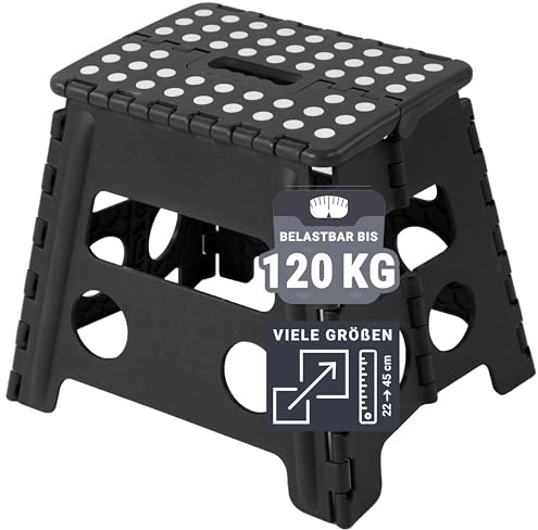 ZOLLNER Fällbar pall 100 % plast, 29 x 22 x 30 cm, svart/vit