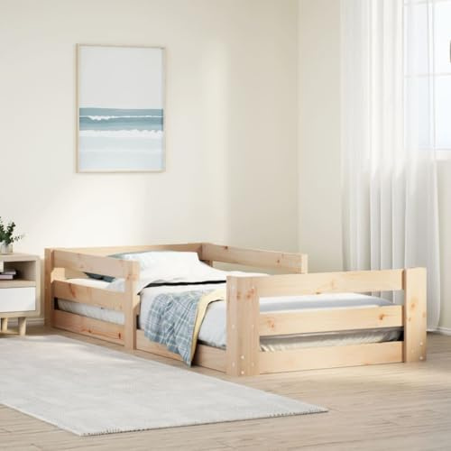 Teenpull Massivholzbett 90x200 Kiefernholz, Stabiler Bettrahmen mit Lattenrost und Kopfteil, langlebiges Plattform Bett ohne Matratze, Möbel für Schlafzimmer, Jugendzimmer, Gästezimmer
