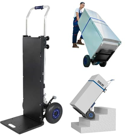 Diable monte-escalier électrique, 2 modes, pliable et robuste, avec poignée télescopique et roues larges, 1200 W, pour déménagements familiaux, entrepôts, logistique et distribution(A 551lbs)