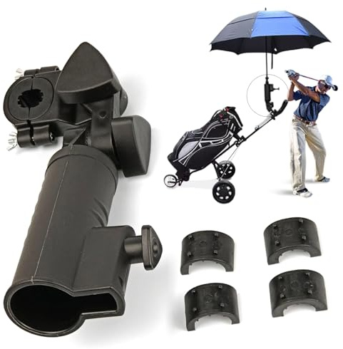 Hbbgdiy Golf Cart Umbrella Holder Heavy Duty Secure Umbrella Mount with Clamp Windproof Holder for Golf Trolley Stroller Wheelchair and Cart Outdoor Sports Accessories