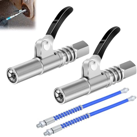 CHENGCKJ 2 set fettpress munstycke G coupler för fettpress med 30 cm slang för smörjnippel låstång fettpress koppling fettpistol för alla typer av fettpressar