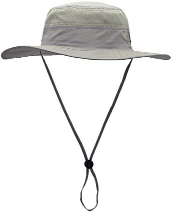 WANYING Kvinnor män utomhus bucket hatt fiskarhatt med hakband andas snabbtorkande solskydd för huvudomkrets 56–60 cm, Ljusgrå, 56-60