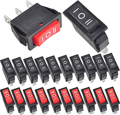 RUNCCI-YUN Mini Interrupteur à Bascule 20Pcs, ON-OFF-ON 3 Broches 3 Positions, SPDT Boat Rocker Switch, AC 15A/125V 20A/250V