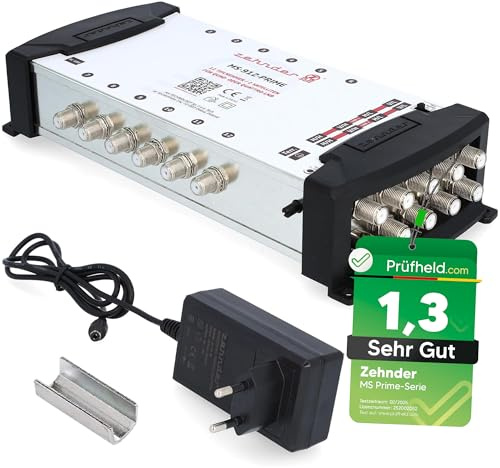 [ Test SEHR GUT *] ZEHNDER 9/12 Multischalter für Quattro & Quad LNB, Multiswitch für 2 Satelliten & 12 Teilnehmer (TV, Sat Receiver), 4K Digital Matrix Sat Verteiler, Schüssel Spiegel Antenne