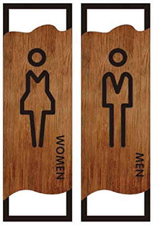 Badezimmerschild aus Acryl für Herren und Damen, modernes Toilettenschild, Badezimmertürschilder, Badezimmerbeschilderung, 24 cm (Farbe: Braun/Weiß, Stil: Toilette) (Braun/Schwarz, Unisex) (Braun/Sch
