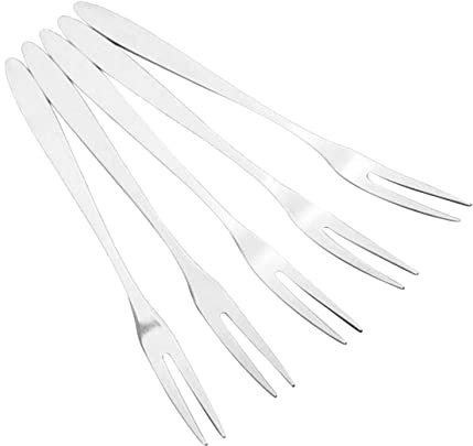 MAGICLULU 6pezzi Forchettine Da Dessert in Acciaio Mini Forchette Frutta Doppio Perno Per Antipasti Insalate e Dolcetti Per Feste Compleanno Matrimonio e Ristorante