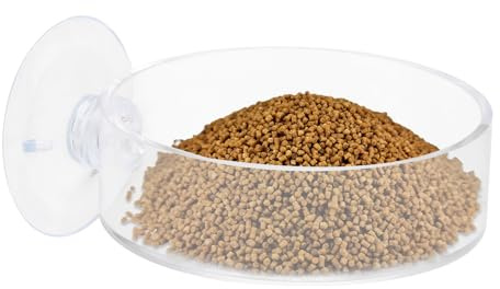 APOMOONS Mangeoire pour crevettes avec Ventouse, Mangeoire pour Aquarium Ventouse Ronde pour Aquarium Accessoires pour crevettes, Petit bac à Nourriture en Acrylique Transparent pour Poissons, 6CM