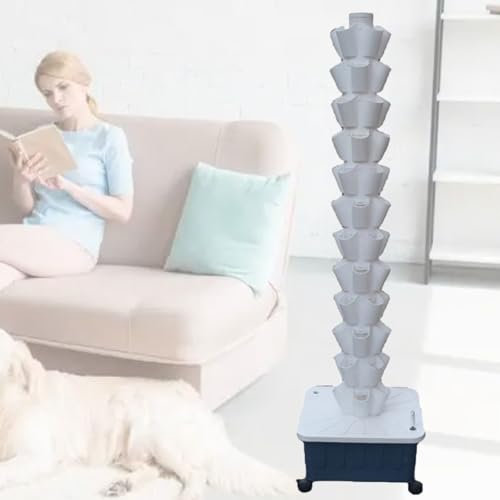 Vertical Hydroponic Tower,Soilless Cultivation Hydroponic Planting Columns,Hydroponics Garden Grow Tower,for Indoor/Outdoor Planting Equipment,White-12-layer