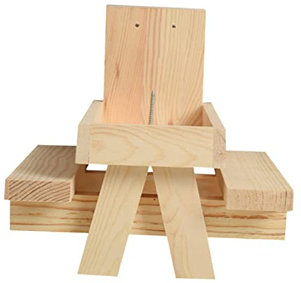 JOINPAYA Comedero para Ardillas De Madera Dispensador De Comida para Ardillas y Mazorca De Maíz para para Mesa De Picnic y Jardín