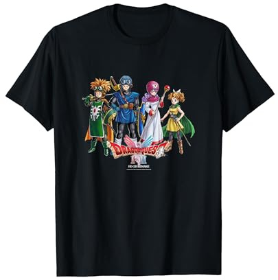 Dragon Quest I & II HD-2D Remake Heroes Art T-Shirt, Men, Black, 3X-Large