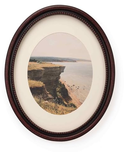 Eitida 11x14 Decorative Oval Wooden Picture Frame, Distressed Cherry Black Border and Inner Beads Trim, Matted to 8x10, Glass Front, Tabletop or Wall Mount Display