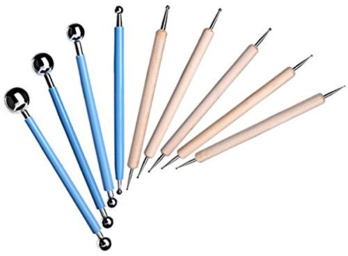 ROSENICE Juego de Herramientas de Modelado para Puntos, Arcilla, cerámica, cerámica, cerámica, Tallado, Grabado, Esculpir en Relieve, 9 Piezas