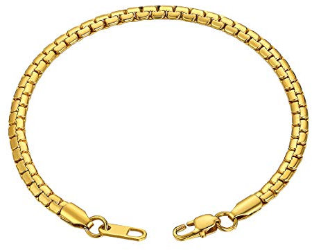 GOLDCHIC JEWELRY Bracciale Uomo a Catena Oro con Scatola Tonda da 4 mm, Bracciale Uomo Catena Placcato Oro 18K Bracciale Uomo Oro Bracciale Catena Oro Uomo