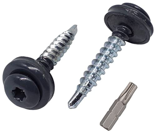 (250 Stück) Metall Dachdeckschrauben Torx 4,8x35 mm Lackierte selbstbohrende Schrauben mit EPDM Unterlegscheiben, Blechschraube (250, Anthrazitgrau RAL 7016)