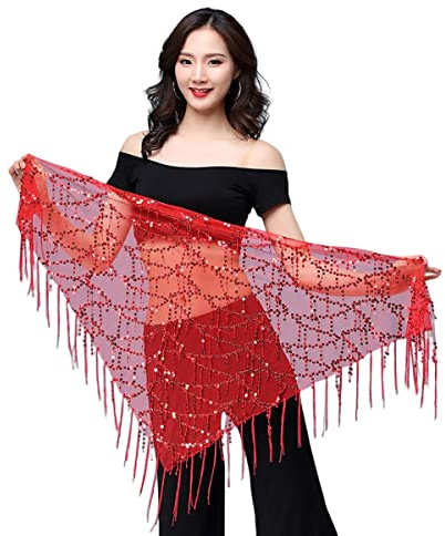 Gonna nallinea di paillettes, gonne da danza del ventre rave frange di hip sciarpa latina danza latina hula hip cintura, gonna bohémien glitter per esibizione di danza del festival femminile e ragazze