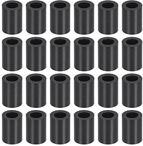 YOKIVE 100Stk Schwarze Runde Abstandhalter Gewindelose Unterlegscheiben mit Hoher Isolierwirkung Halt Höhe Konsistent Ideal für M4 Schrauben (ABS 4.2mm x 7mm x 10 mm)