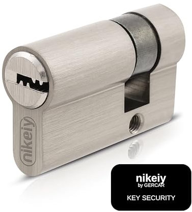 GERCAR Cilindro de perfil 30/10 de medio cilindro, de latón niquelado, cerradura para puerta de garaje, incluye 5 llaves. Puerta de garaje. Longitud: 40 mm, A: 30 B: 10-1x