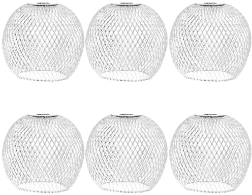 BESTonZON 6 PCS Small Metal Lamp Shades, Metal Lampshade Light Shades Light Covers, Bulb Guard Cage Lamp Shade, Hanging Vintage Globe Candle Holder Shade Decor Dome for Ceiling Lights