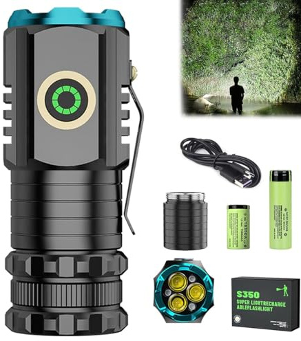 Torcia Magnolight, Torce Blitron ad alta potenza, Potente torcia tattica a LED super luminosa, Mini torcia ricaricabile, Torce tascabili alimentate a batteria for corrente, campeggio, escursionismo(S4