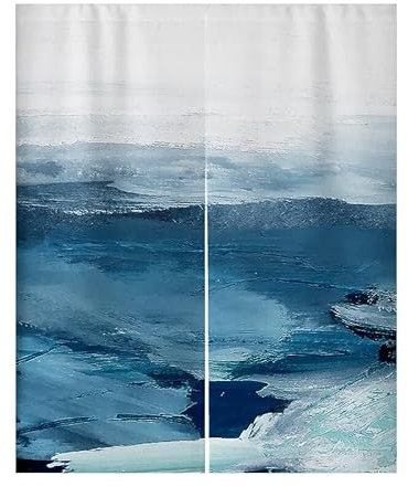Küchenvorhänge Retro Blue Graffiti Scheibengardinen Polyester Vorhänge Kurz Waschbar Raumteiler Vorhang Türvorhang Langlebig Küchenvorhang Kurze Gardinen Verdickung Tür Vorhang 80x200cm