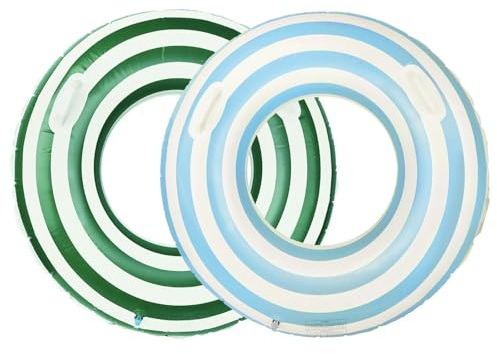 Inflatable Swimming Ring Adults- 2 Pcs Stripe Inflatable Swim with Handle, Durable Rubber Ring for Swimming Ring, Inflatable Pool Floats Ring, Summer Beach Swimming Pool Tubes Party Toys Water Sports