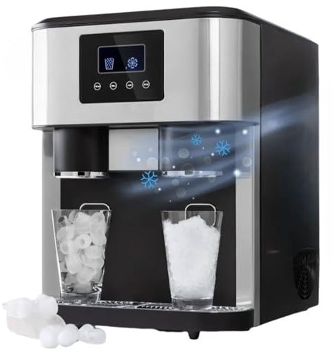BDJSN Commercial 150W Table Ice Machine, Multifunctional Ice Crusher With 1.8L Water Tank, 18KG/24H Ice Production, Ice Water Machine for Restaurants, Hotels, Swimming Pools, RVs