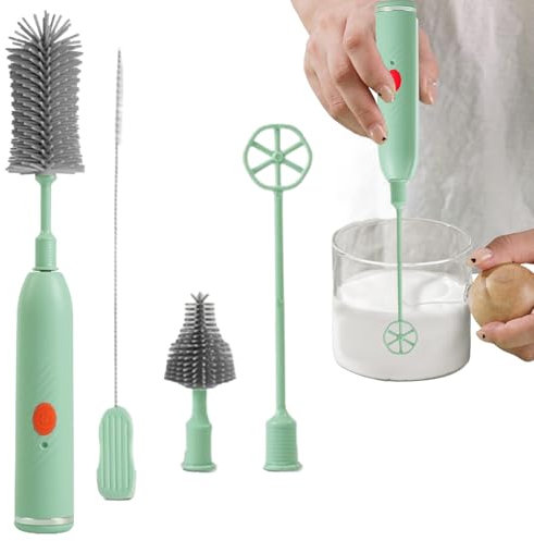Electric Straw Cleaner - Bottle Brush Set, Bottle Cleaner Set - 1200mAh Silicone Efficient Cleaning Brushes, USB Rechargeable with 200-220 Rpm Vibration, Waterproof for Baby Bottles, Travel & Home