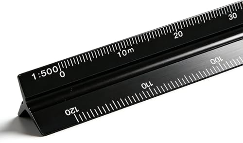 Kunststoff Architektonisches Lineal, Maßstab Lineal 30 cm, Metrische Skalen 1:100, 1:200, 1:250, 1:300, 1:400, 1:500, für Architekten, Zeichner und Ingenieure
