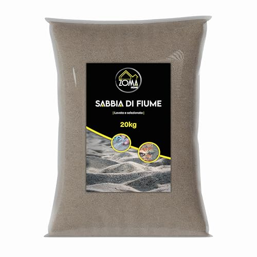 ZOMA Sabbia di fiume quarzifera lavata 0,1-1mm sacco da 20kg, Sabbia di fiume per piante, edilizia e uso ornamentale - Made in Italy