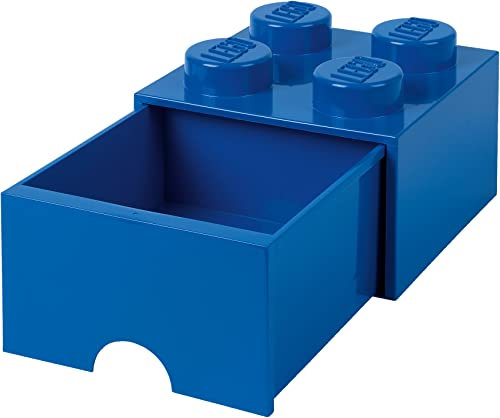 LEGO Brick with 4 Knobs and 1 Drawer Blue - Storage Box for LEGO Toys Desk Drawers and Office Supplies Stackable Storage Box Home Decoration Toy Box