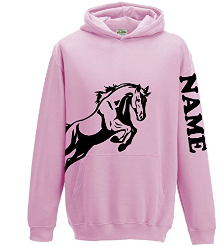 FunkyShirt Personalised Equestrian Hoodie Horse Riding Hoody for Girls Light Pink