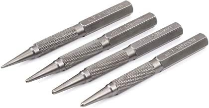 HORUSDY 4-Piece Durable Nail Setter Punch & Center Punch Set, Hardened Cr-V Steel with Non-Slip Knurled Grip, Includes 3 Nail Setters (1/32, 1/16, 3/32) and 1/8 Center Punch