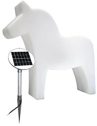 8 seasons design Shining Horse Solar Dekolampe Pferd, Höhe: 43cm, Weiß, inkl. LED in warmweiß, Solarpanel, Gartenleuchte, Solarleuchte, Outdoor