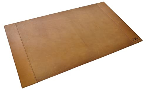 Memoria Schreibunterlage aus echtem Leder in Cognac-Braun | Schreibtischunterlage 65 cm x 45 cm für Schreibtisch