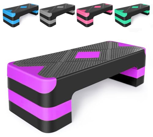 Adjustable Workout Aerobic Stepper in Fitness & Exercise Step Platform Trainer 3 settings adjustable height 4”-6”-8”